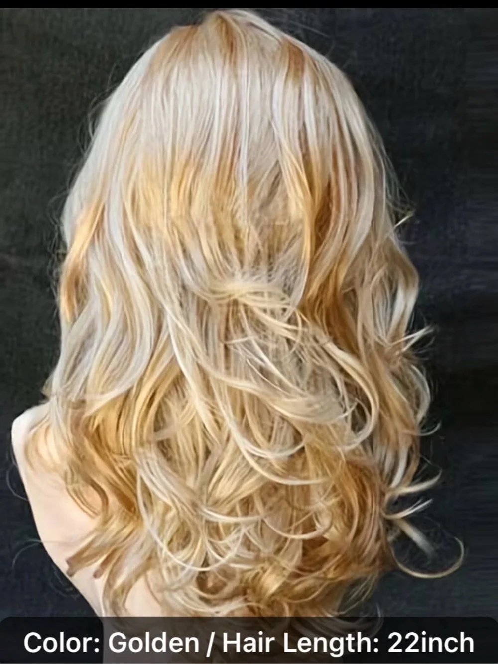 Golden Long Wavy Women's Wig - Stylish Blonde Hair